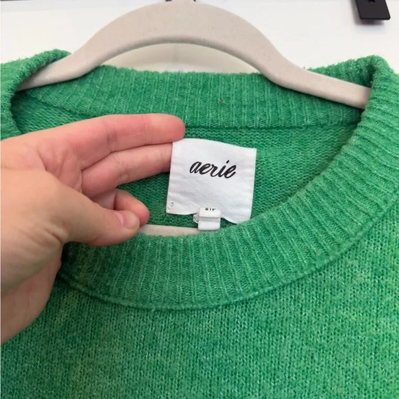Aerie Vibrant Green Crew Neck Sweater - Picture 2 of 4